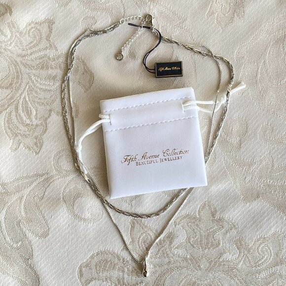 FAC Silver Tone Rhodium Plated Layered Pendant Necklace - Picture 3 of 6